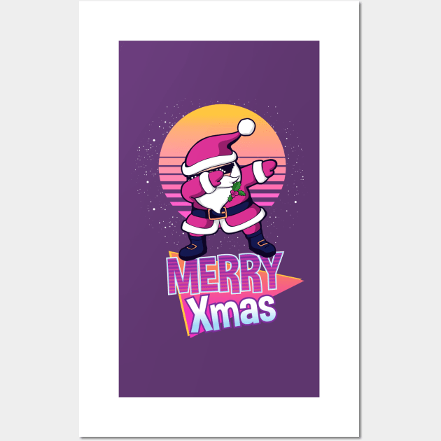 Cool 80s Dabbing Santa Dab Santa Funny  Christmas Gift Wall Art by zeno27